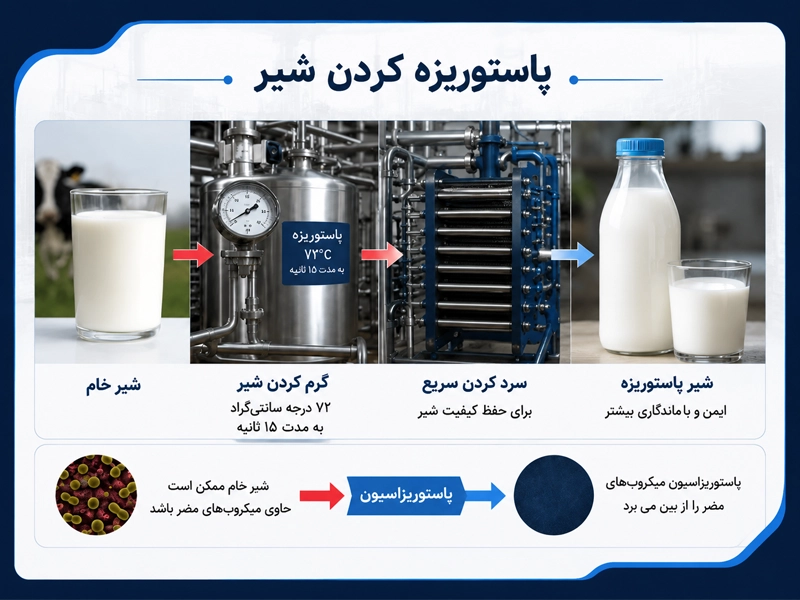 فرایند پاستوریزاسیون شیر ومواد غذایی